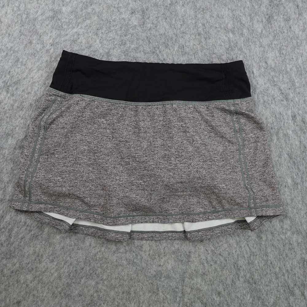 Lululemon Skirt Women 2 Gray Black Pace Rival Athletic Tennis Golf Skort Mini